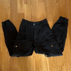 Carmar distressed black cargo pants